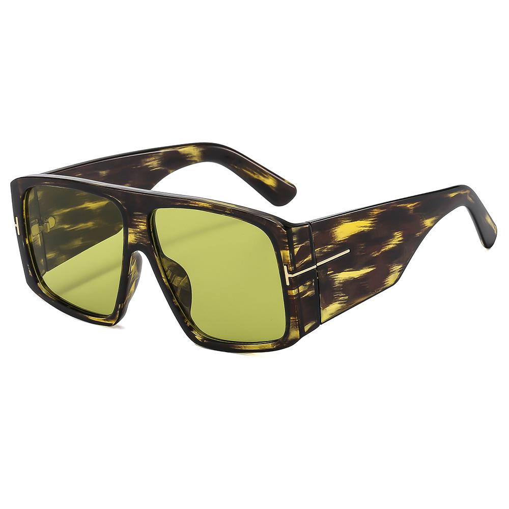 Leopard Print Men And Women Large Frame Sunglasses Wide Legs Decorative Sunglasses Trendy Sunglasses