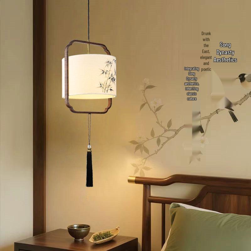 Song Dynasty Aesthetic Mid-Century Fabric Chandelier 12W Warm Light