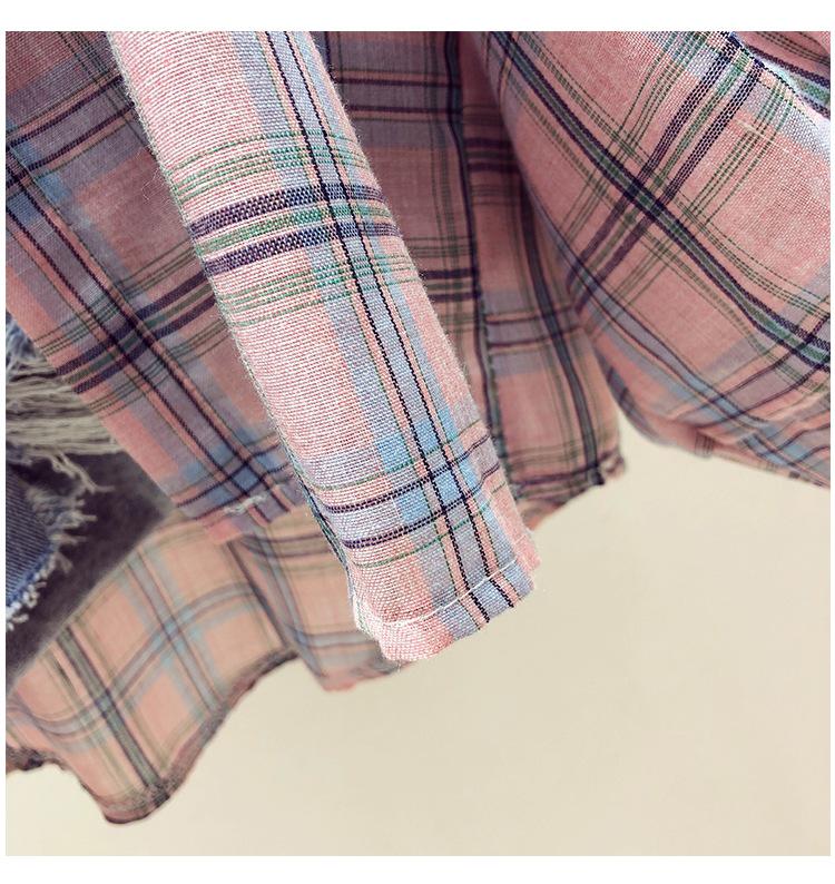 Women's Plaid Shirt: Spring/Summer 2023 Korean Style Loose Fit, Seven-Sleeve, Sun Protection, Chic & Stylish Top