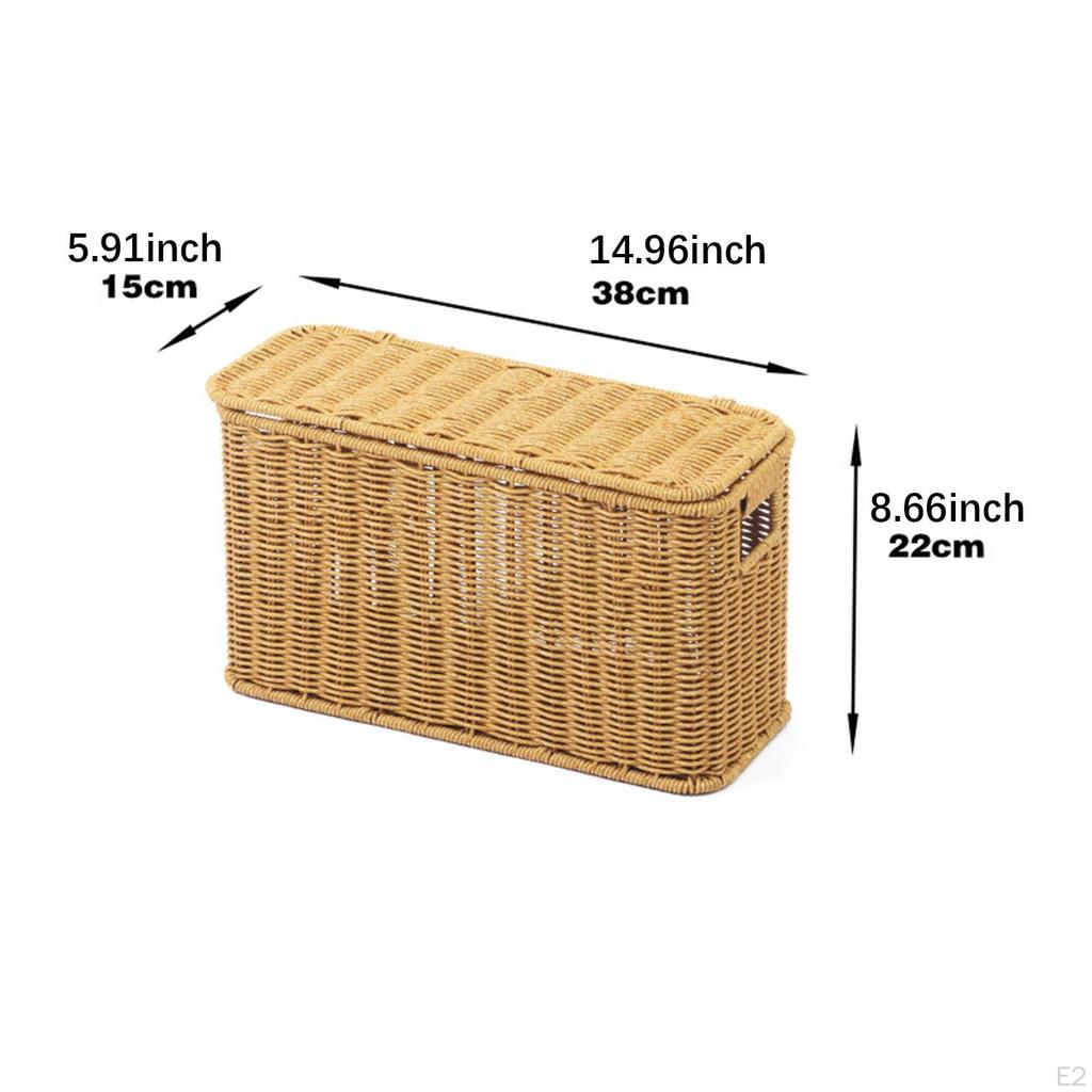 Imitation Rattan Basket Decorative Multifunction with Lid Hand Woven Sundries Container for