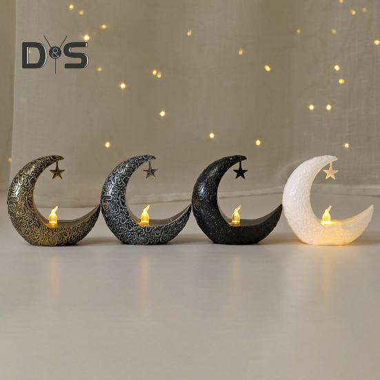 Mini Ramadan Moon Light Ramadan Decoration Soft Glow Battery Powered Eid Ramadan Candle Light Nightstand Decor