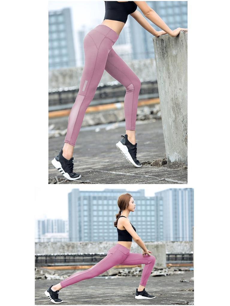Damen High-Waist Mesh Yoga-Hose - Hüfthebend, Schnelltrocknend, Enganliegend für Laufen und Fitness