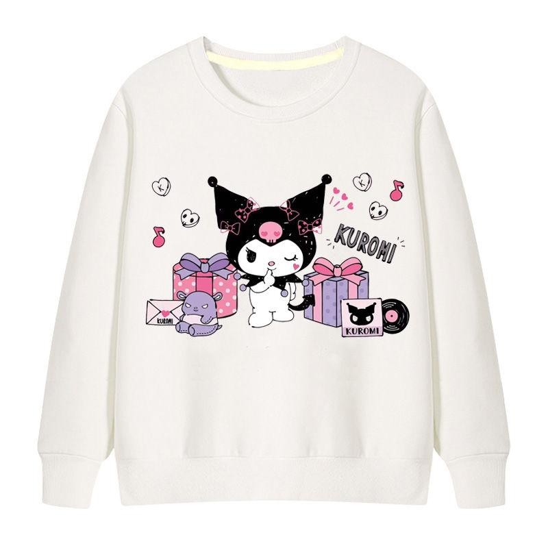 

2025 MINISO Cute Kuromi and Melody Cartoon Anime Peripherals толстовки с капюшоном для мальчиков и девочек свитер с круглым вырезом на весну и осень height 160cm оранжевый