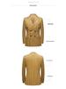 Men's Striped Double-Breasted Korean Style Golden Two-Piece Suit for Autumn and Winter