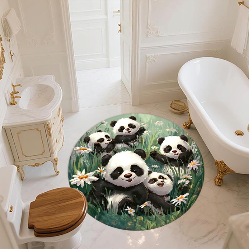 Panda Pattern Round rug,Carpet Rug for Living Room Bedroom Sofa Playroom Decor,Non-slip Floor Mat,Holiday Gifts and Birthday Gifts