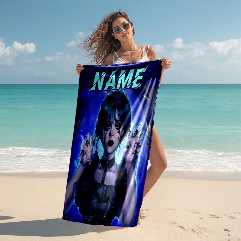 Personalized Customized Proof Beach Towel with Wednesday Addams Pattern - Soft, Absorbent,quick-drying,perfect Swimming,camping&bathing