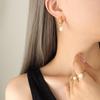 Baroque Pearl C-Shaped Titanium Earrings for Girls - Non-Fading, European & American Style