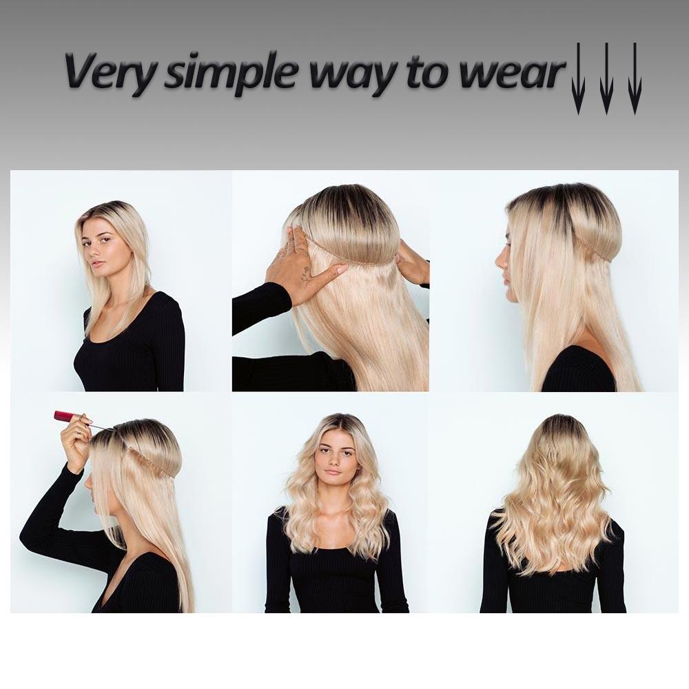 Women Fashion Long Straight Hair Extensions Synthetic Fiber Long Wavy Straight Invisible No Clips Hairpiece
