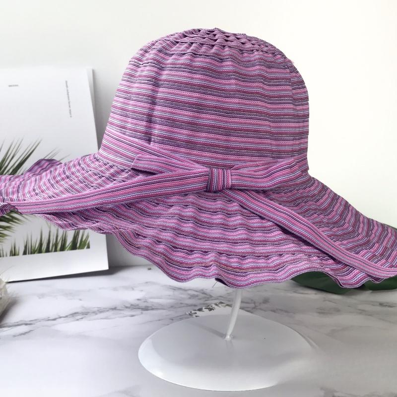 Pălărie de Soare cu Bor Larg cu Protecție UV pentru Femei, Pălărie Bucket Pliabilă de Exterior de Vară cu Dungi, Pălării de Pescar, Pălării Panama