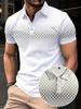 Summer Men's Slimming Diamond Pattern Printed Short-Sleeved Polo Shirt Simple Shirt Breathable and Comfortable Men's Clothing