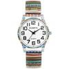 Bohemia Elastic Strap Watch for Seiko: Easy-to-Read Arabic Numerals, Analog Quartz Movement, Waterproof, Stylish, Unisex, Floral Print, Elastic Strap,