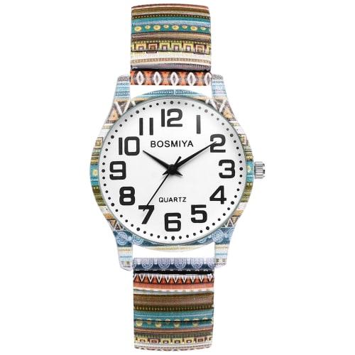 

Bohemia Elastic Strap Watch for Seiko: Easy-to-Read Arabic Numerals, Analog Quartz Movement, Waterproof, Stylish, Unisex, Floral Print, Elastic Strap,