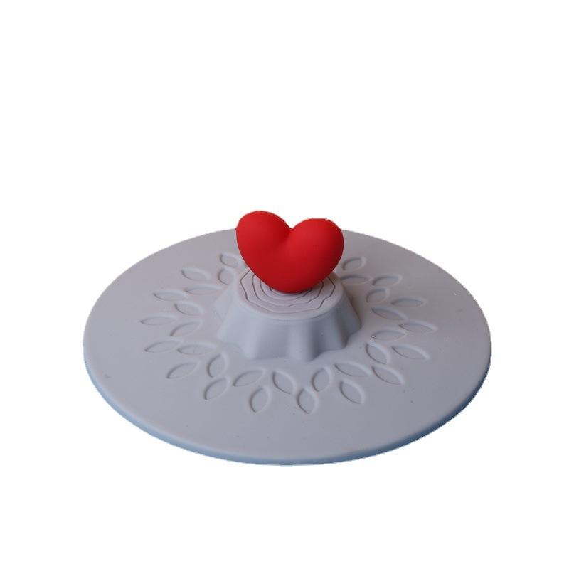 Food-grade Silicone Cup Lid Tree Stump, Red Drop-glued Heart, Various Silicone Cup Lids for Mugs, Dust-proof Home Items