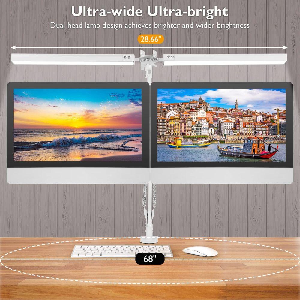 Double Head LED Desk Lamps Dimmable Led Computer Monitor Light Adjustable USB Table Lamp Office Study Reading Lighting Fixture