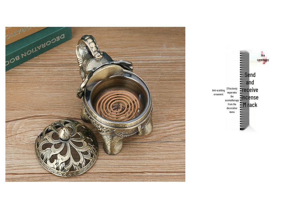 European Style High-Foot Elephant Incense Burner for Dining Room & Living Room