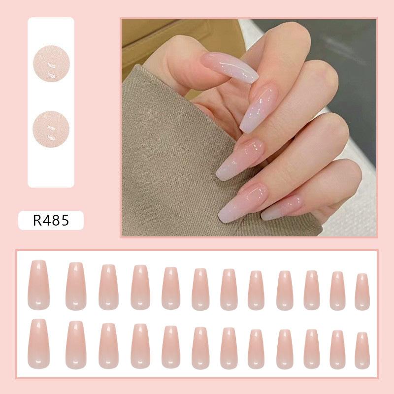

Wearing Nail and Nail Patch Finished Long Ballet Nail Pink and Simple Gradual Change of Color Fake Nails 24 Pieces Gradual Change