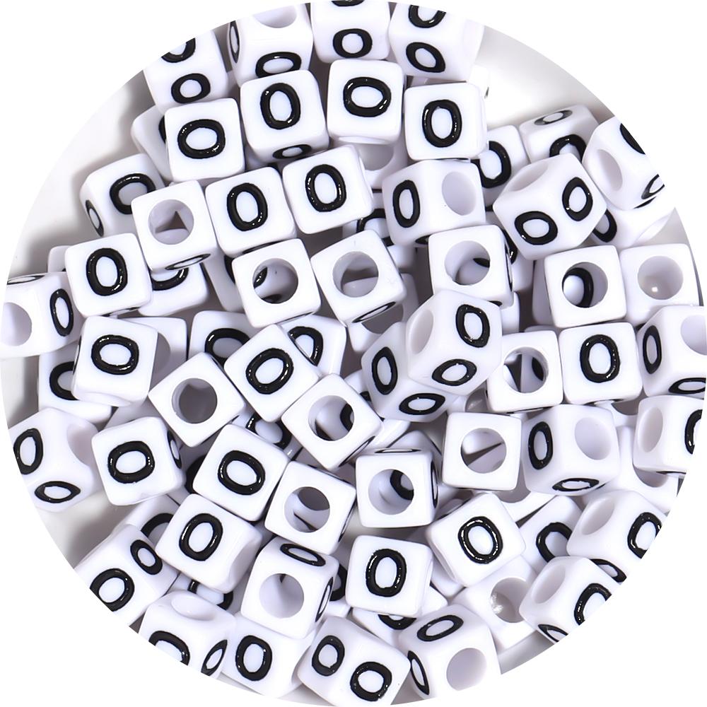 50-100pcs White And Black Color Letter Beads Alphabet Loose Beads Square Beads For Jewelry Making DIY Earring Bracelet Charm