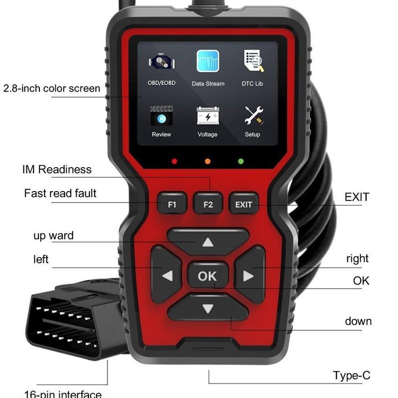 V519 Professionel OBD2 Scanner - USB-drevet, realtids data diagnostisk værktøj til kontrol af motorlamper i de fleste biler