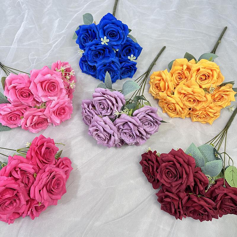 Artificial Flowers Home Wedding Decoration Mei Kai 7 Head Large Horn Rose