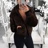 Women Bunny Fur Hooded Jacket Short Coat for Autumn Winter Female Fashion Outerwear