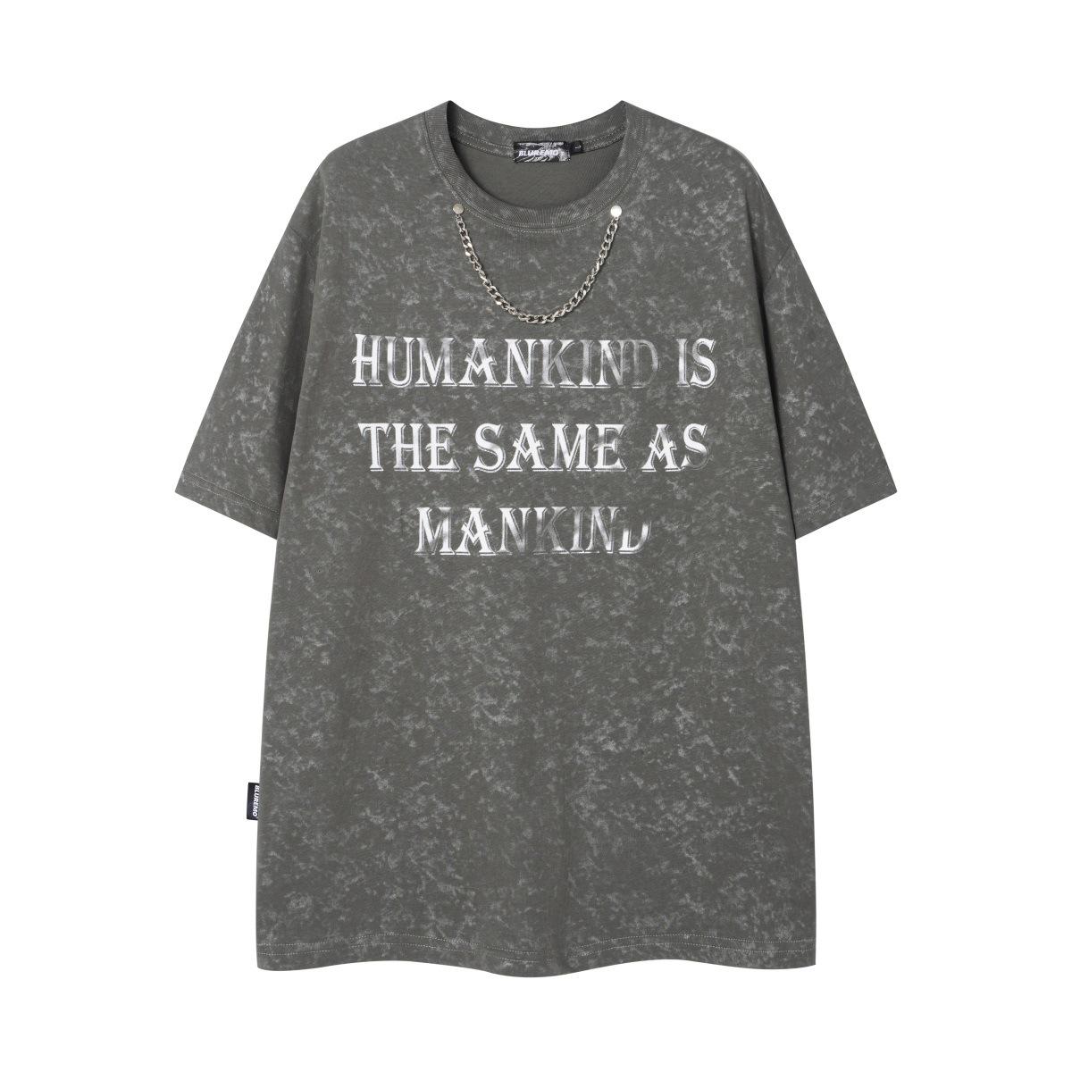 

BLUREMO Summer Trend Heavy Cotton Rivet Cuban Chain Batik T-shirt XXL