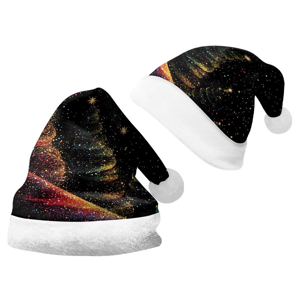 2024 Nowy Pluszowy Aksamitny Dwustronny Polarowy Kapelusz Świąteczny dla Dorosłych i Dzieci - Wesołych Świąt Personalizowany Wzór