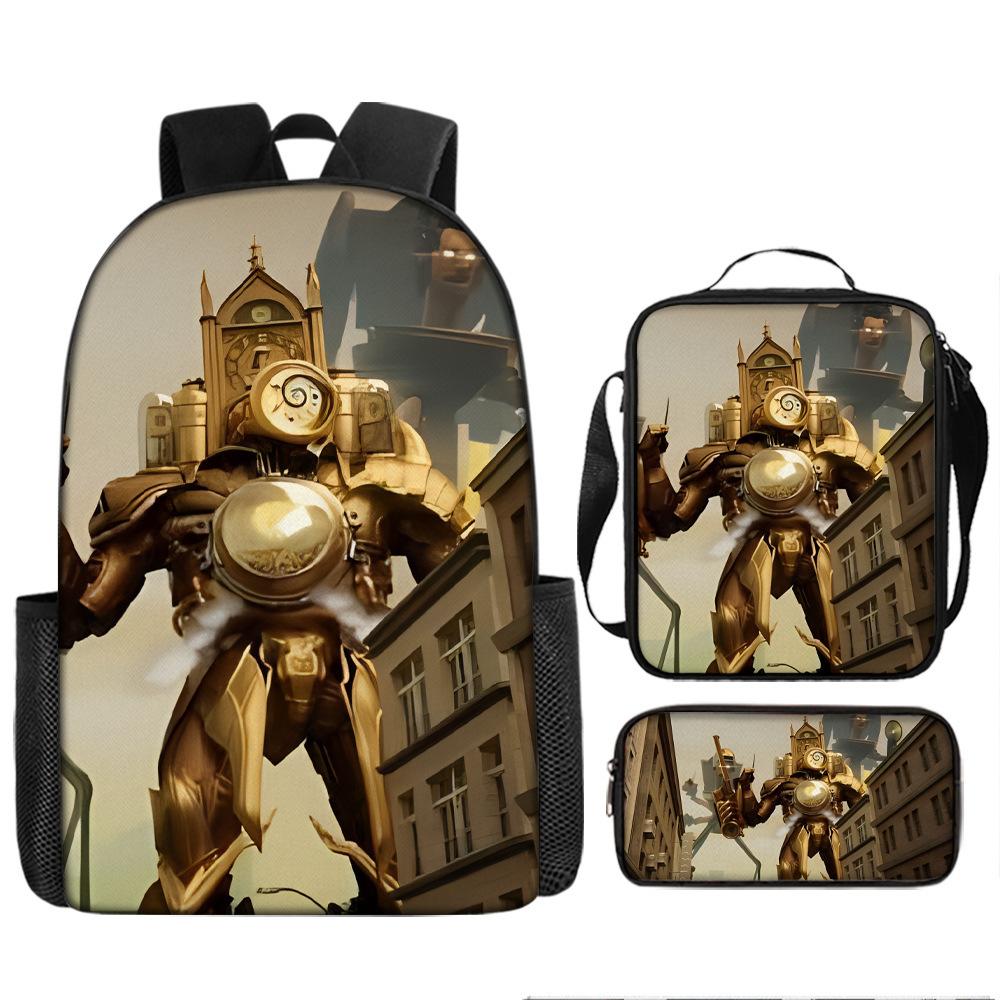 Zaino Spoof Skibidi Toilet Man Zaino Scuola Elementare Borsa Astuccio