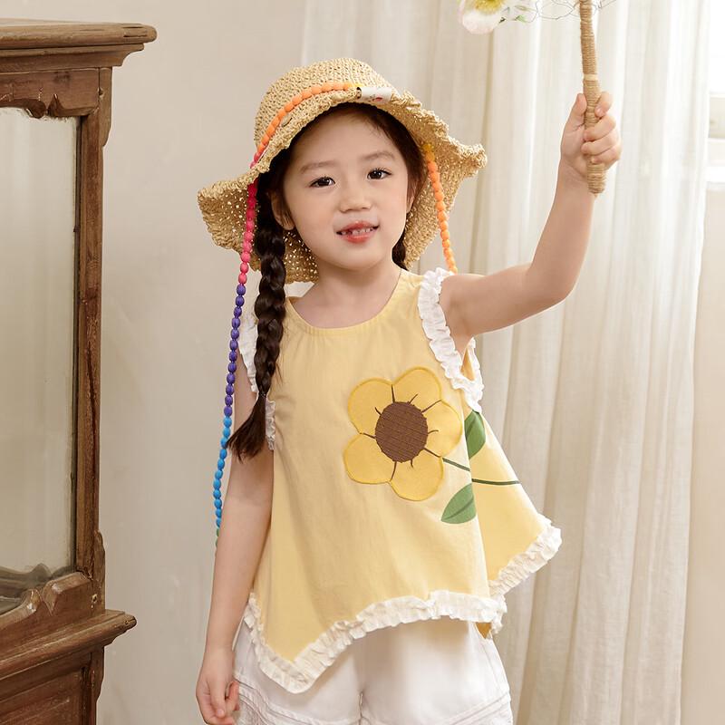 LUSON Xiao O Bao Girls' Summer Daisy Embroidered Princess Dress