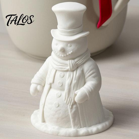 Unique Christmas Present 3D Printed Gentleman Snowman Figurine, Decorative Desktop Ornament, DIY Paintable White Unpainted Craft Ornament Statue