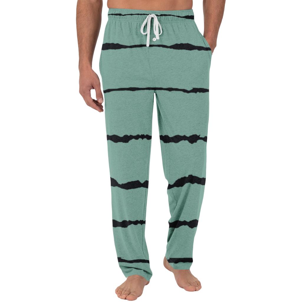 Men's casual stylish striped texture printed pants - Men's drawstring waist slim and lightweight sports pants