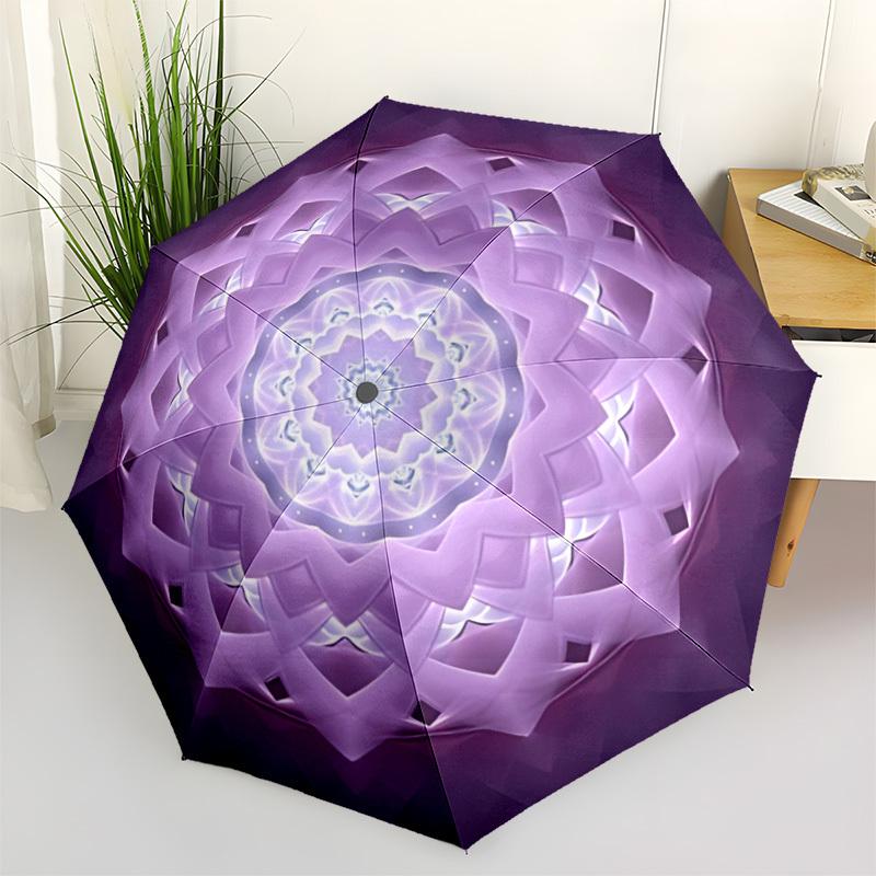 

1pc Purple Mandala Pattern Automatic Open/Close Folding Umbrella - Compact 8-Rib Design, Daily Use, Perfect Gift for Friends & Family yy251124223