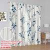 2D flat printing 2pcs Curtains Blue floral vine wallpaper 100% Polyester Fabric Without Electricity 0 for Indoor Celebrations