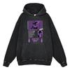 Heavyweight 440g Washed Vintage Denim-Style Anime Hoodie Men Streetwear Casual Sweatshirt