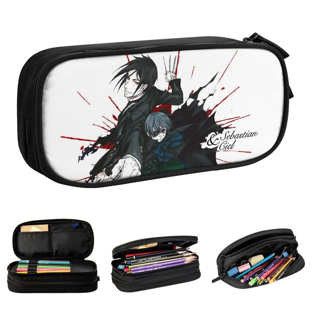 Ciel Sebastian Black Butler Pencil Cases Fun Pen Bags Student Large Storage Students School Gifts Pencil Box