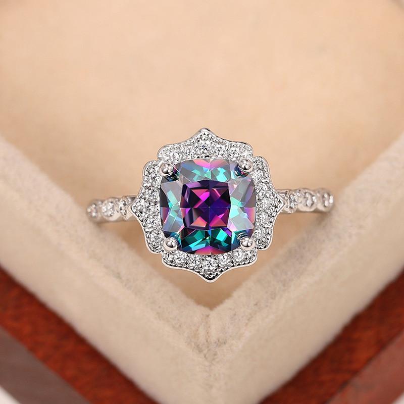 CopperLuxury Flower Ring Delicate Clear Rose Ring Pave Setting CZ for Women Fine Jewelry Gift