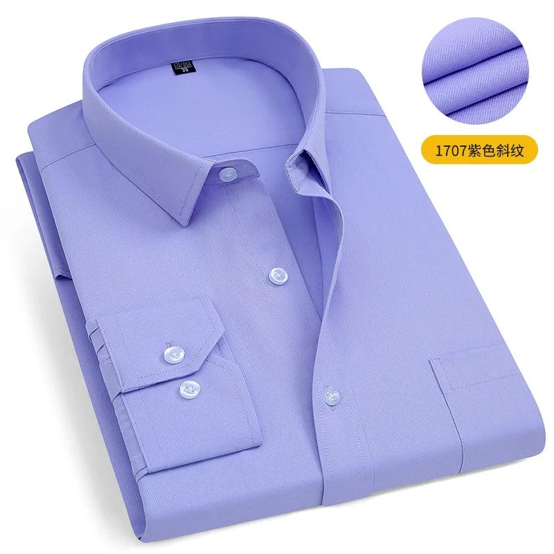 Men Formal Shirt Long Sleeve Office Solid Color Striped Business Social Men's Long Sleeved Shirt Work White Shirt Men Clothing