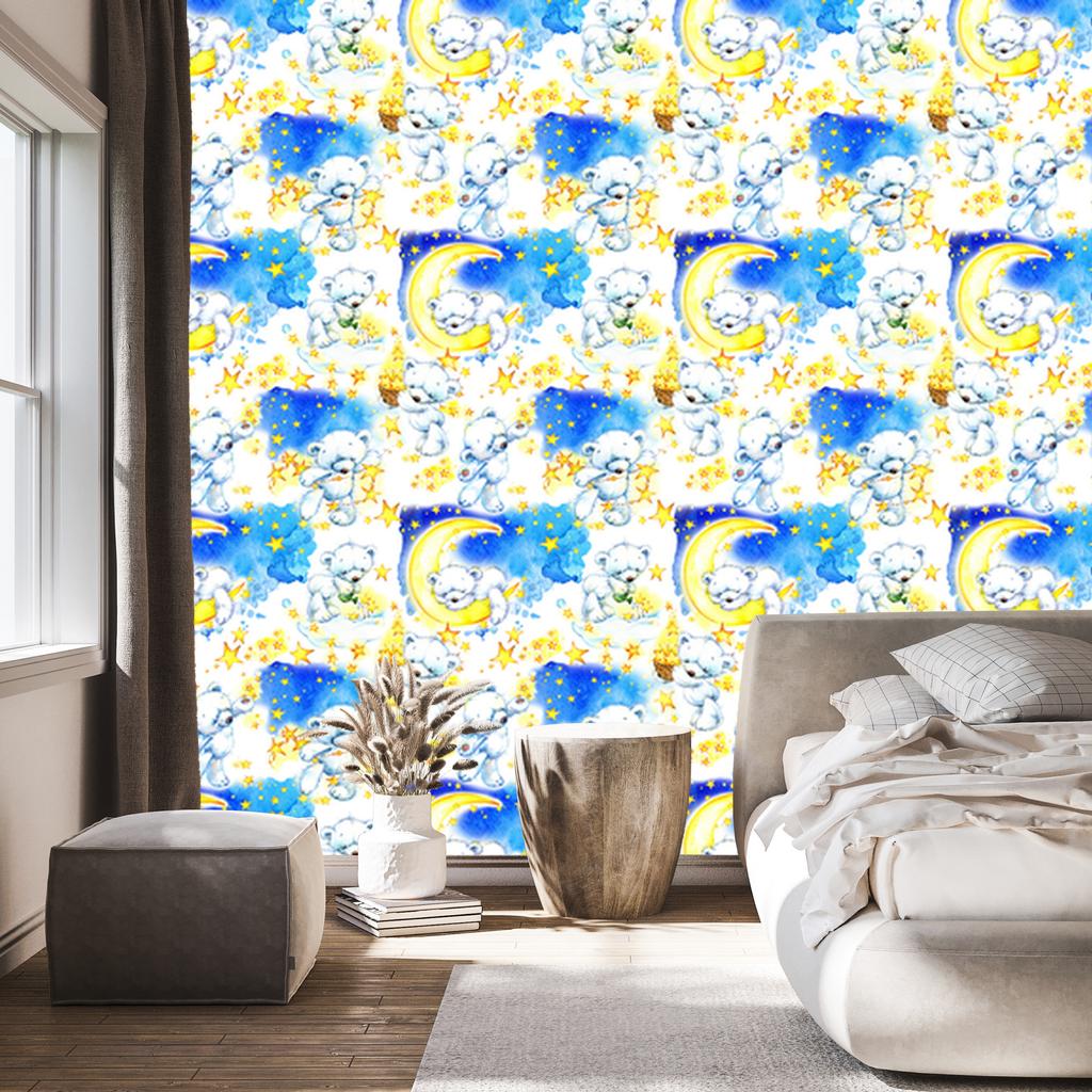 Teddy bears stars and moons wallpaper for living room and bedroom 50x1000