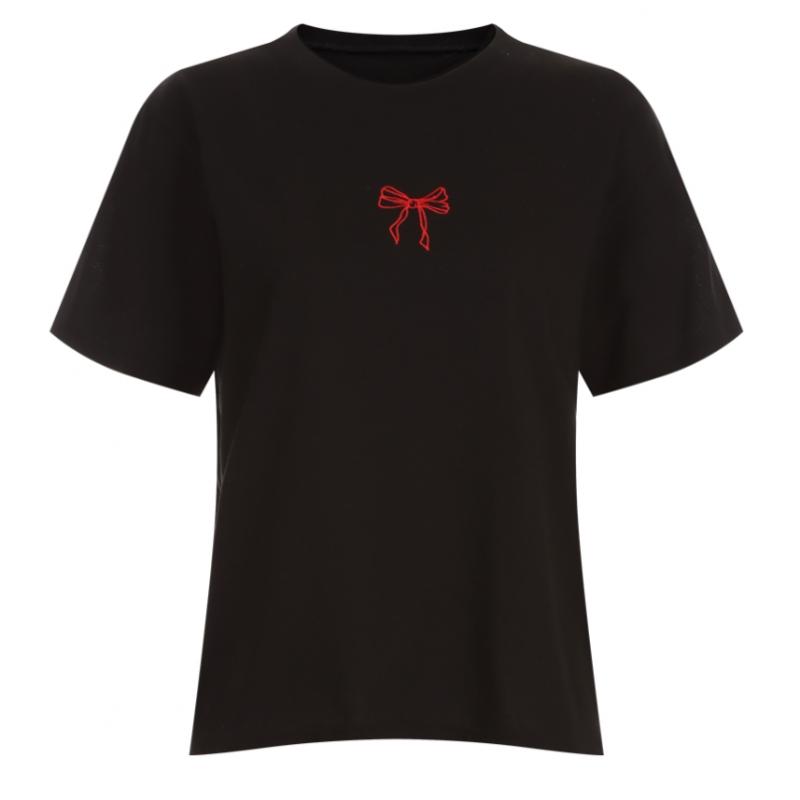 Shop   Women S Round Neck Ribbon Embroidery baSic ShorT Sleeve T ShirT roSe Brow