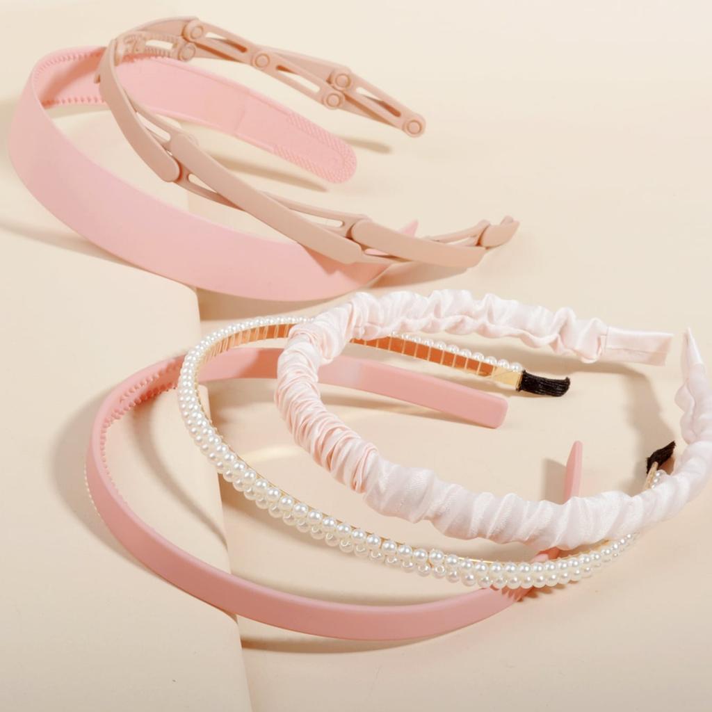 5-Piece Set of Fashionable and Simple Pearl Headbands for Girls, with a High-End Feel, Suitable for Spring and Summer, Women's Hair Access