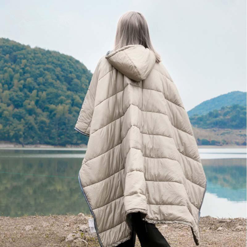Ultra-light Outdoor Camping Cloak Sleeping Bag Thickened Wearable Cold-proof Warm Camping Cape Quilted Shawl Blanket