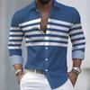Spring/Autumn New Arrival Men's Striped Long-Sleeve Shirt - European and American Style Casual Lapel Slim Fit