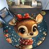 Cute Deer Round Area Rug,Carpet Rug for Living Room Bedroom Sofa Playroom Decor,Non-slip Floor Mat