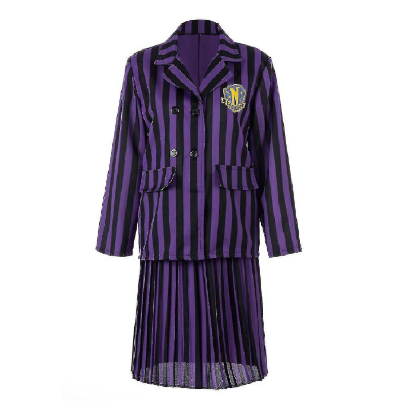 Wednesday Addams Character Cosplay Dress With Polyester Material For Women And Girls