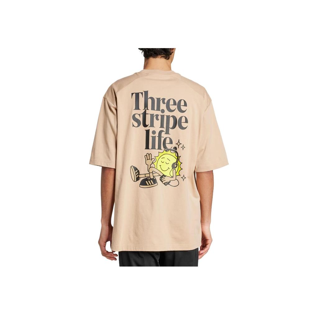 adidas Positivity Sun Graphic Comfortable Fashion Versatile Casual Short Sleeve T-Shirt Unisex Tops Warm-Sand JZ3259