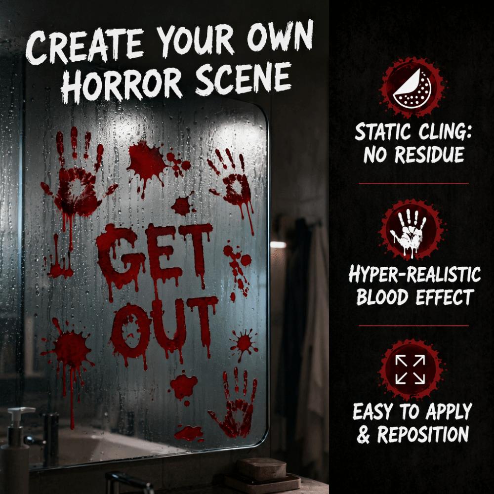 DIY Bloodstained Handprint Window Sticker Spooky Party Door Stickers  Window Decoration