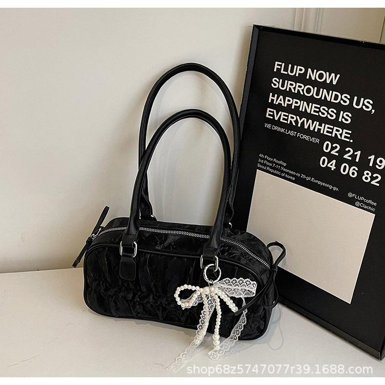 Foreign style bag women's 2025 new fashion high-end bowling handbag ins versatile shoulder messenger bag