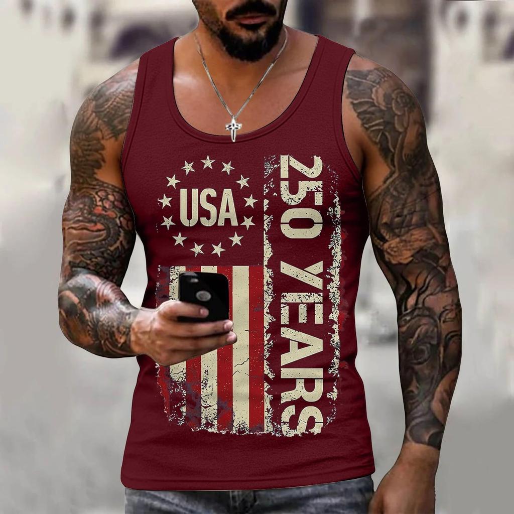 Men 4th Of Shirts USA Muscle Sleeveless Shirt Patriotic Tank Tops