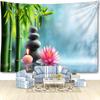 Tapiserie Agățată de Perete Piatră de Lotus și Pădure de Bambus Boem Peisaj Natural Artă Minimalistă Living Dormitor Decor Acasă