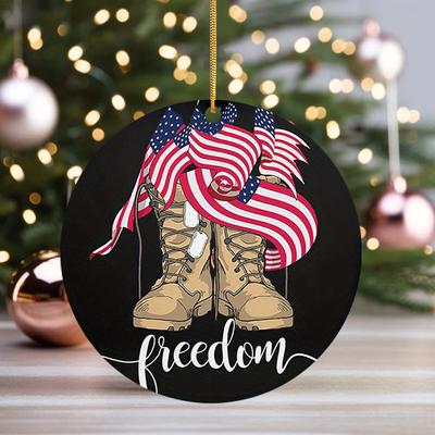 2D Flat "FREEDOM" Patriotic Military Boots Acrylic Decoration Sign, American Flag Design, Suitable for Wall Decoration, Porch, Room, Villa, Accents Ho