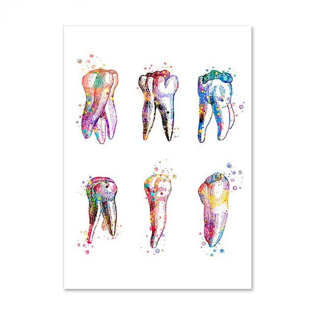 Dental Art Cartoon Style Wall Art Posters Tooth Medical Canvas Painting Print Pictures Dentist Gift Modern Clinic Home Decor No Frame
